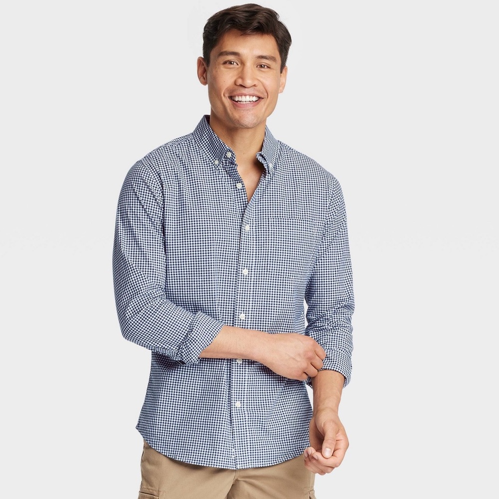 LIKE NEW Goodfellow Men’s Gingham Button Down Long Sleeve Shirt